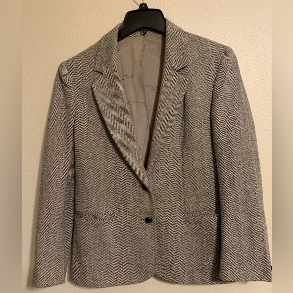 OSCAR DE LA RENTA VTG Wool Blend Tweed Herringbone Two Button Blazer Womens 6 - Picture 1 of 8